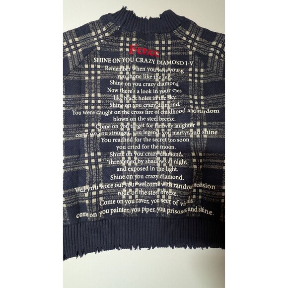 Navy Plaid Graphic Sweater NWT Mens XL Teen Selling Poetry 100% Cotton Unvesno - Picture 13 of 14